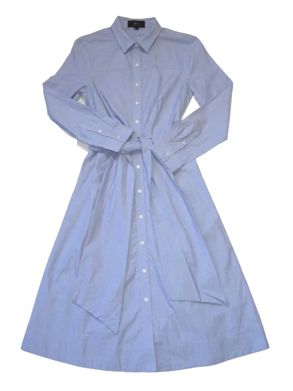 NWT J.Crew Tie Waist Shirt Dress in Peri End-on-End Cotton Button Down Dress 2
